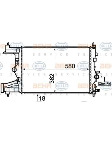 Radiador, refrigeración del motor Hella 8MK 376 910-341 - Radiador ASTRA J 1.4/1.6 BEHR HELLA SERVICE  PREMIUM LINE 