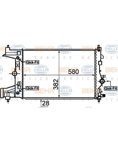 Radiador, refrigeración del motor Hella 8MK 376 910-351 - Radiador ASTRA J 1.6 CDTI BEHR HELLA SERVICE  PREMIUM LINE 