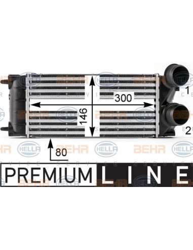 Radiador de aire de admisión Hella 8ML 376 700-071 - Intercooler PEUGEOT 308 1.6HDi BEHR HELLA SERVICE  PREMIUM LINE 