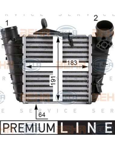 Radiador de aire de admisión Hella 8ML 376 700-101 - Intercooler SEAT IBIZA / SKODA FABI A BEHR HELLA SERVICE  PREMIUM L...
