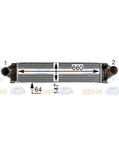 Radiador de aire de admisión Hella 8ML 376 700-121 - Intercooler FORD MONDEO IV, S-MAX BEHR HELLA SERVICE  PREMIUM LINE 