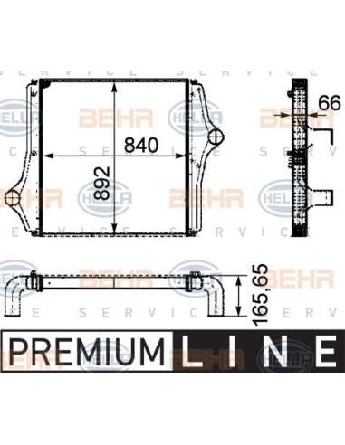 Radiador de aire de admisión Hella 8ML 376 724-431 - Intercooler MAN R02 / NEOPLAN BEHR HELLA SERVICE  PREMIUM LINE 