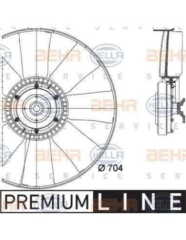 Ventilador, refrigeración del motor Hella 8MV 376 727-141 - Embrague Visco + helice IVECO SPR I I BEHR HELLA SERVICE  PR...