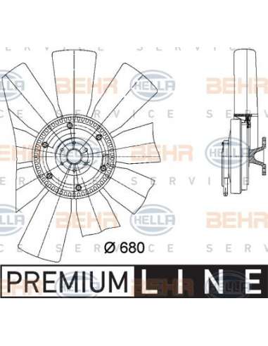 Ventilador, refrigeración del motor Hella 8MV 376 729-421 - Embrag Visco +hélice ele RENAULT PR EMIUM H123 BEHR HELLA SE...