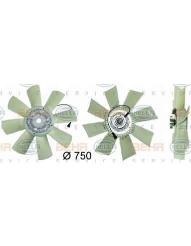 Ventilador, refrigeración del motor Hella 8MV 376 730-081 - Embrag Visco +hélice ele VOLVO FH BEHR HELLA SERVICE  PREMIU...