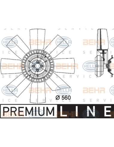 Ventilador, refrigeración del motor Hella 8MV 376 731-101 - Embrague Visco + helice VOLVO FL 6 BEHR HELLA SERVICE  PREMI...