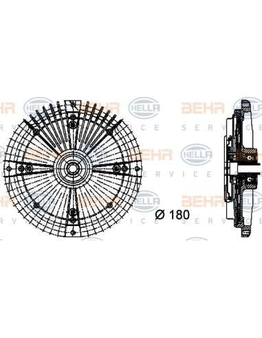 Embrague, ventilador del radiador Hella 8MV 376 732-461 - Embrague Visco MB G-CL. (W460) BEHR HELLA SERVICE  PREMIUM LINE 