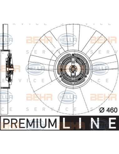 Ventilador, refrigeración del motor Hella 8MV 376 733-311 - Embrague Visco + helice VW LT BEHR HELLA SERVICE  PREMIUM LINE 