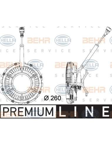 Embrague, ventilador del radiador Hella 8MV 376 734-371 - Embrague Visco elec. MB AXOR BEHR HELLA SERVICE  PREMIUM LINE 