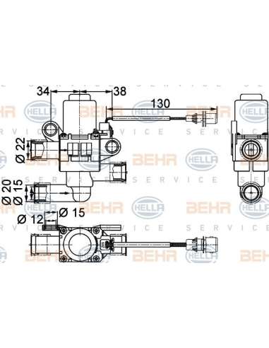 Válvula de control de refrigerante Hella 9XL 351 328-381 - Válvula electromagnética RENAULT MA GNUM BEHR HELLA SERVICE  ...