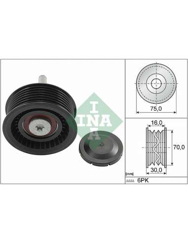 Polea inversión/guía, correa poli V Ina 532 0801 10 - Tensor  Correa auxiliar DriveAlign®