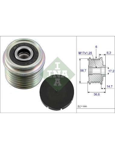 Rueda libre alternador Ina 535 0033 10 - Polea libre de alternador