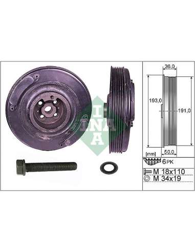 Kit poleas, cigüeñal Ina 544 0002 20 - Tensor  Polea de cig e al
