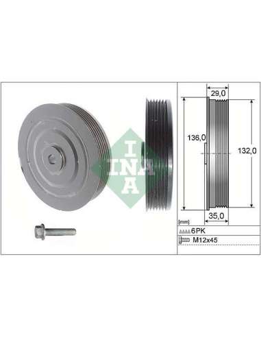 Kit poleas, cigüeñal Ina 544 0009 20 - Tensor  Polea de cig e al