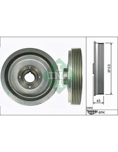 Polea, cigüeñal Ina 544 0038 10 - Tensor  Polea de cig e al