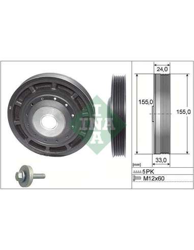 Kit poleas, cigüeñal Ina 544 0054 20 - Tensor  Polea de cig e al