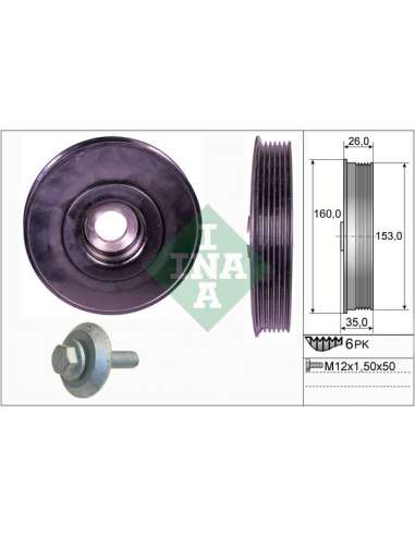 Kit poleas, cigüeñal Ina 544 0079 20 - Tensor  Polea de cig e al