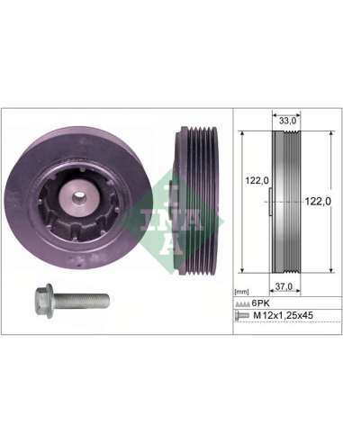 Kit poleas, cigüeñal Ina 544 0084 20 - Tensor  Polea de cig e al