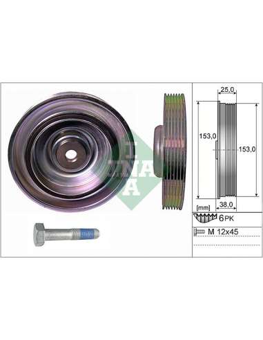 Kit poleas, cigüeñal Ina 544 0087 20 - Tensor  Polea de cig e al