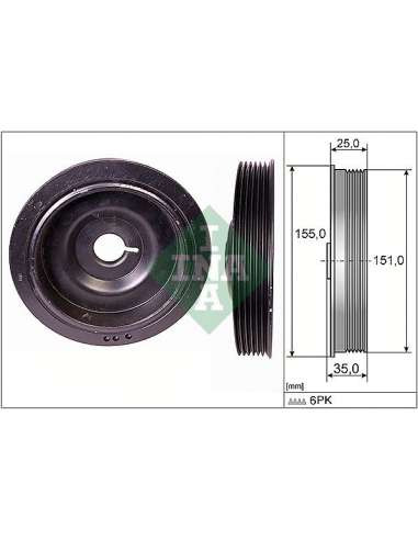 Polea, cigüeñal Ina 544 0090 10 - Tensor  Polea de cig e al