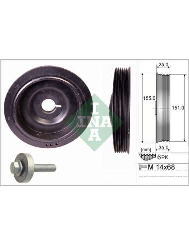 Kit poleas, cigüeñal Ina 544 0090 20 - Tensor  Polea de cig e al