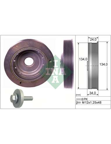 Kit poleas, cigüeñal Ina 544 0091 20 - Tensor  Polea de cig e al