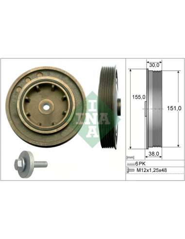 Kit poleas, cigüeñal Ina 544 0101 20 - Tensor  Polea de cig e al