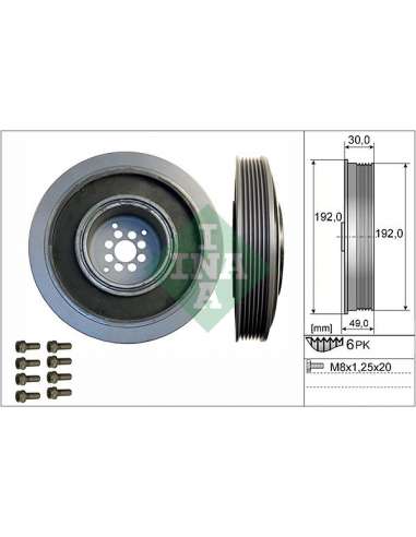 Kit poleas, cigüeñal Ina 544 0102 20 - Tensor  Polea de cig e al