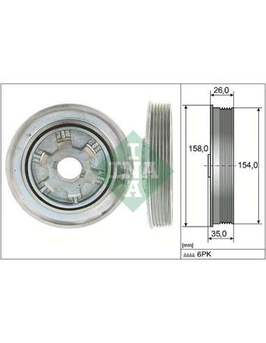Polea, cigüeñal Ina 544 0112 10 - Tensor  Polea de cig e al