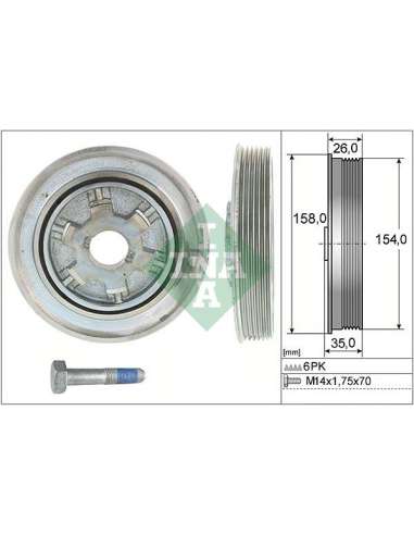 Kit poleas, cigüeñal Ina 544 0112 20 - Tensor  Polea de cig e al