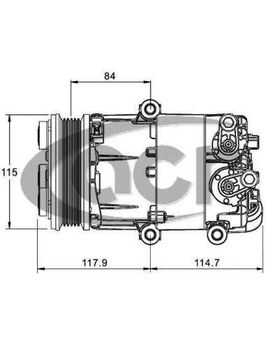 Compresor, aire acondicionado A.c.r 135144 - COMPRESOR VI VS16 A/D PV6 115MM 12V V-B