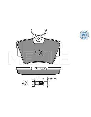 Juego de pastillas de freno Tras. Meyle 025 239 8017/PD - Juego de pastillas de freno MEYLE-PD Quality