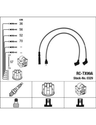 Juego de cables de encendido Ngk 0329 - RC-TX99A NGK329JGO.CABLES