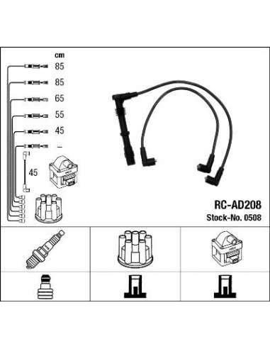 Juego de cables de encendido Ngk 0508 - RC-AD208 NGK508JGO.CABLES