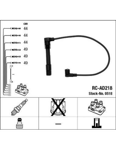 Juego de cables de encendido Ngk 0518 - RC-AD218 NGK518JGO.CABLES