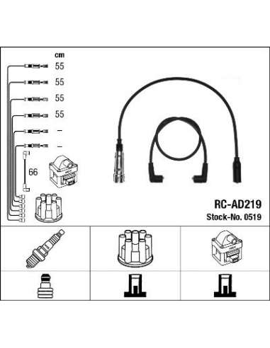 Juego de cables de encendido Ngk 0519 - RC-AD219 NGK519JGO.CABLES