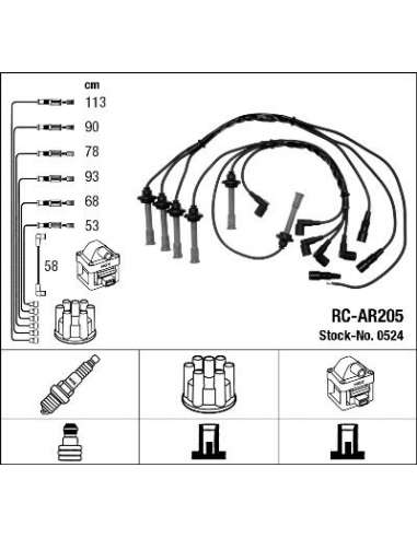 Juego de cables de encendido Ngk 0524 - RC-AR205 NGK524JGO.CABLES
