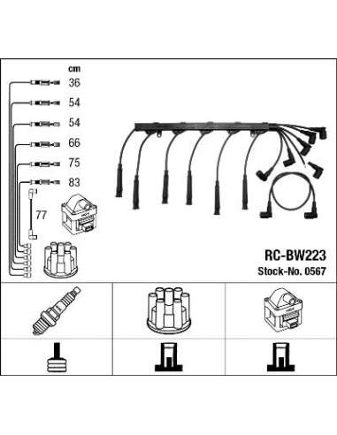 Juego de cables de encendido Ngk 0567 - RC-BW223 NGK567JGO.CABLES