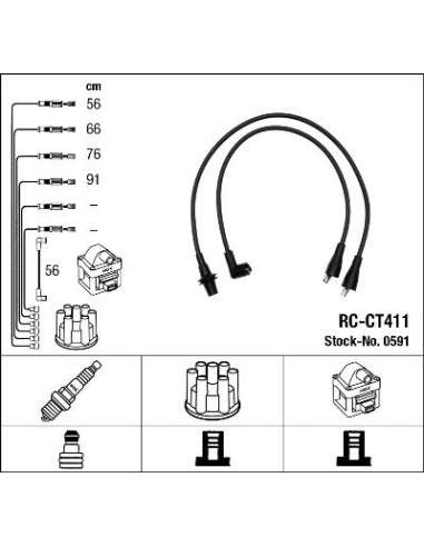 Juego de cables de encendido Ngk 0591 - RC-CT411 NGK591JGO.CABLES