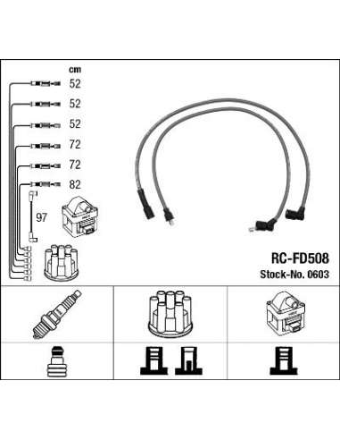 Juego de cables de encendido Ngk 0603 - RC-FD508 NGK603JGO.CABLES