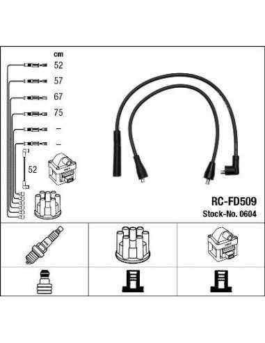 Juego de cables de encendido Ngk 0604 - RC-FD509 NGK604JGO.CABLES