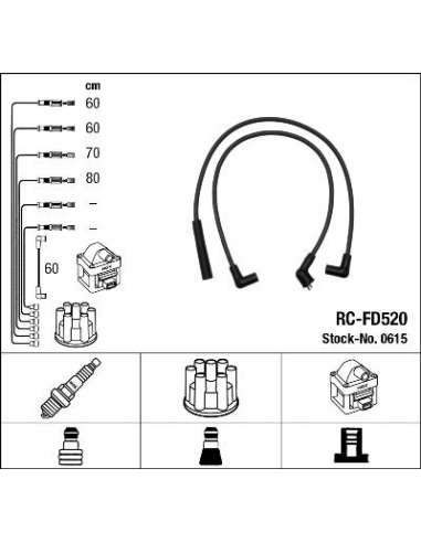 Juego de cables de encendido Ngk 0615 - RC-FD520 NGK615JGO.CABLES
