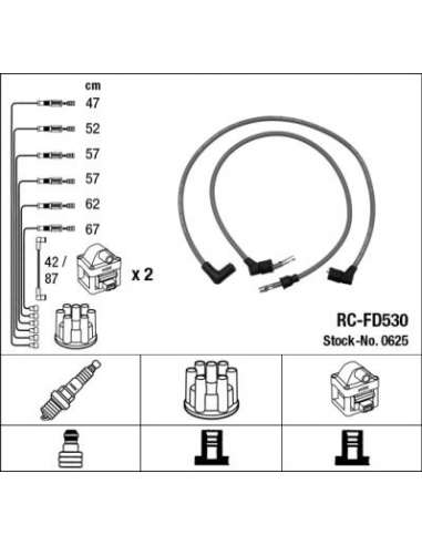 Juego de cables de encendido Ngk 0625 - RC-FD530 NGK625JGO.CABLES