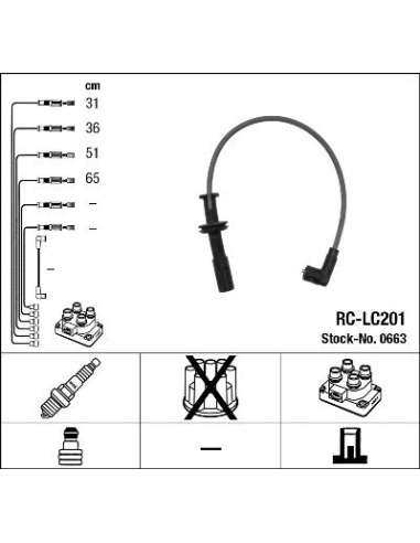 Juego de cables de encendido Ngk 0663 - RC-LC201 NGK663JGO.CABLES