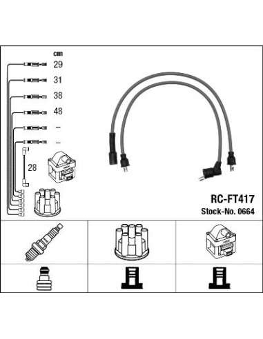 Juego de cables de encendido Ngk 0664 - RC-FT417 NGK664JGO.CABLES