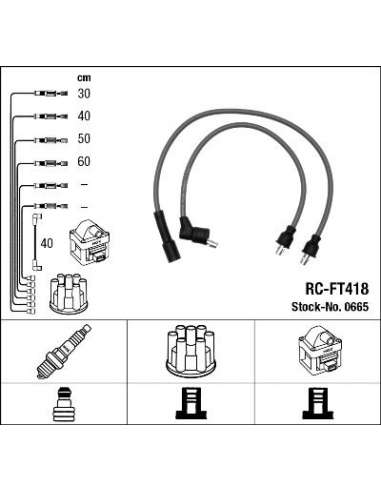 Juego de cables de encendido Ngk 0665 - RC-FT418 NGK665JGO.CABLES