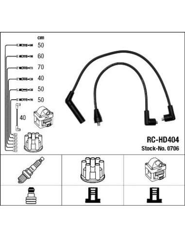 Juego de cables de encendido Ngk 0706 - RC-HD404 NGK706JGO.CABLES