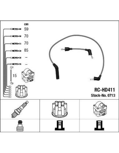 Juego de cables de encendido Ngk 0713 - RC-HD411 NGK713JGO.CABLES
