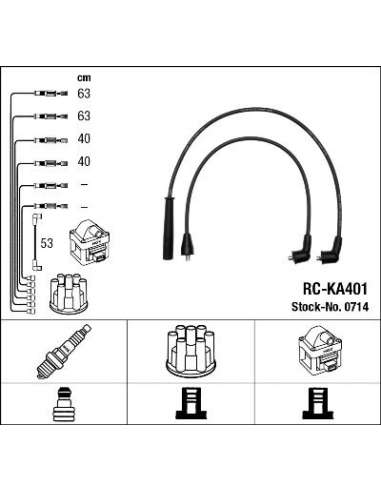 Juego de cables de encendido Ngk 0714 - RC-KA401 NGK714JGO.CABLES
