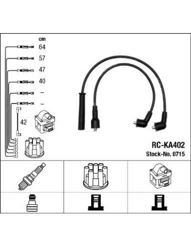 Juego de cables de encendido Ngk 0715 - RC-KA402 NGK715JGO.CABLES